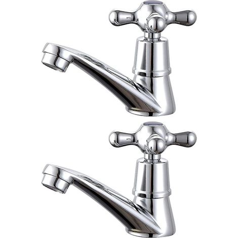 Online Store - Paire de robinets de lavabo, robinet à levier croisé pour eau chaude et froide, pour salle de bain (1/5)