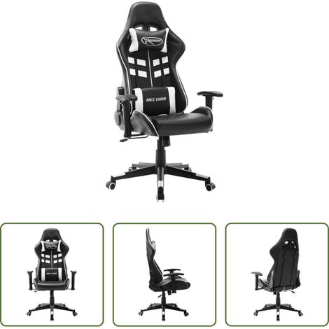 vidaXL Gamingstuhl mit Rückenlehne -  Gaming-Stuhl Schwarz und Weiß Kunstleder (1/5)