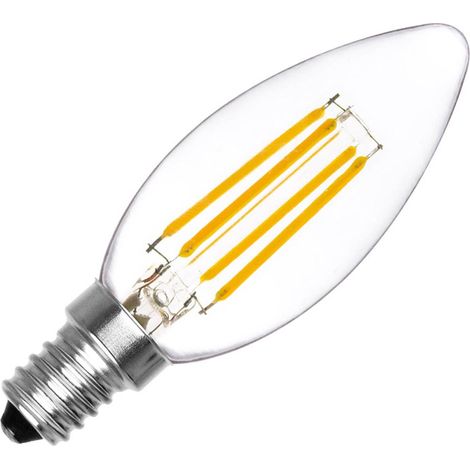 Bombilla Vela filamento Led E14 COB 4W, Blanco cálido