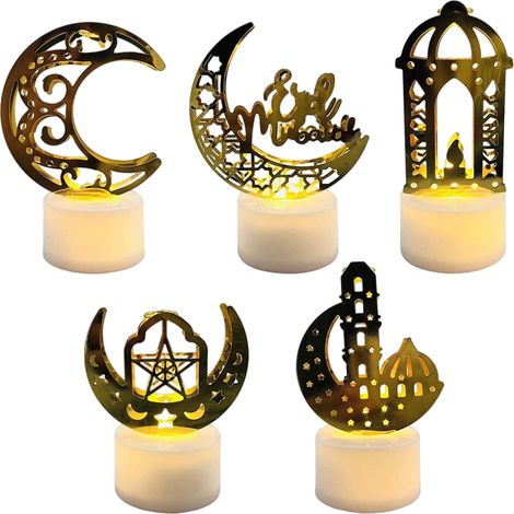 Set mit 5 dekorativen LED-Kerzen für Eid und Ramadan