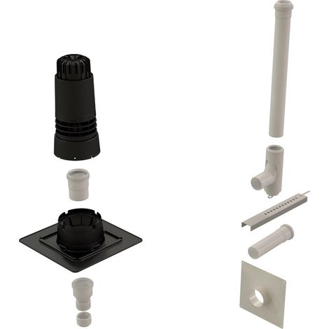 Ubbink – Kit complet de fumisterie Renolux Ø80/125mm noir – Système anti-glace – Résistant jusqu'à 120°C – Pour entrée murale et plafond (1/5)