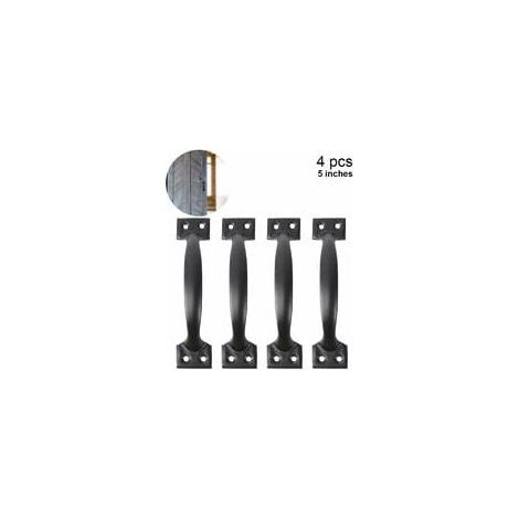 4 pièces poignées de porte de grange poignées de porte pour clôtures en bois poignée d'armoire vintage pour armoire de cuisine meubles tiroir matériel d'armoire, 5 pouces, noir (1/5)
