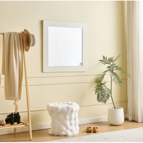 Specchio da parete quadrato 80x80x1,5 cm in MDF bianco, riflesso nitido – MEUBLIV (1/5)