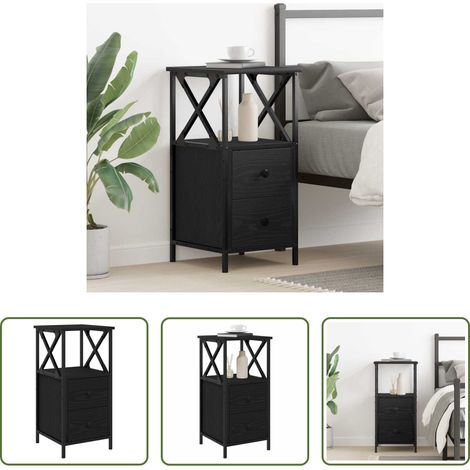 vidaXL Rangement - Cabinet de chevet avec tiroir Chêne noir 34 x 35,5 x 70 cm (1/5)