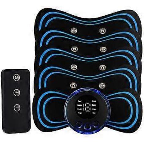 Nouveau - Mini masseur cervical électrique adhésif EMS pour soulager les douleurs cervicales et dorsales, portable (1 appareil, 1 télécommande, 5 patchs adhésifs) - AquaForge (1/3)