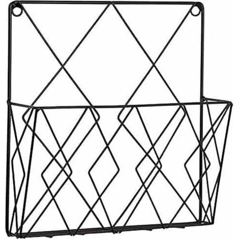 YMYNY Porte-revues mural, étagère de rangement pour journaux, paniers en métal noir, étagère de décoration pour bureau, salon, chambre à coucher