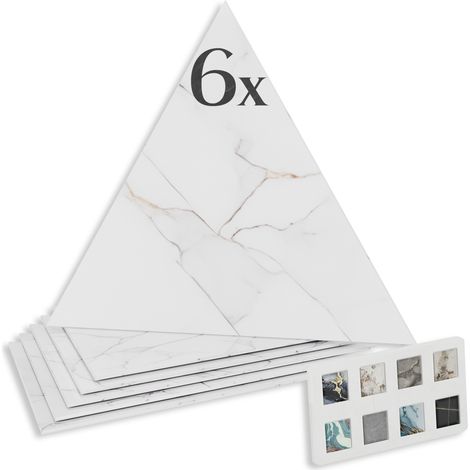 HEXIM Marmorplatten Optik Dreieck Set 6 Stück SPC Dekor Fliesen innen außen: 80116, 6 Stück