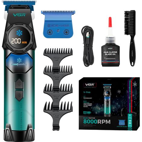 Men's Hair Clipper with 8000 RPM Motor  Cordless Finishing Trimmer with Metal Blue Ceramic Blade and Blade Cooling Function, LED Display (1/5)
