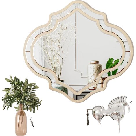 Miroir mural, design décoratif, verre biseauté, Or (1/2)