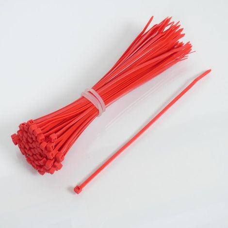 100 Schlauchschelle Nylon rot 3.6x180 Rilsan gezahnt Motorrad