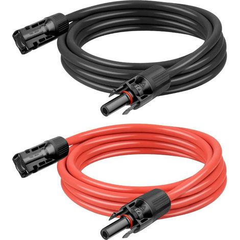 Doppelseitiges Verlängerungskabel, Solarstecker, rot/schwarzes 6mm² Solarkabel mit Stecker, verschiedene Längen (1m bis 50m), (6m) (1/5)