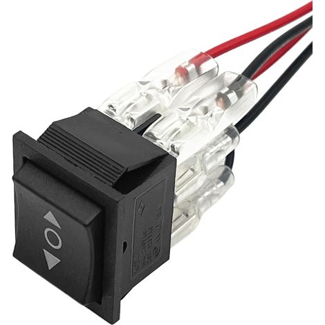 Taiss KCD4-203-BKL-JT Interrupteur d'inversion de polarité momentané étanche DC 12 V 10 A 6 broches 3 positions marche/arrêt Interrupteur à bascule avec fil