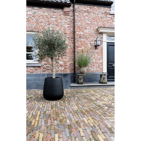Pot de Fleurs Vermont en Fiberstone, Résistant au Gel et UV, Usage Intérieur et Extérieur, Noir - PANGIVO (1/2)
