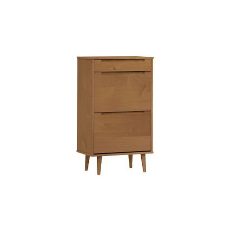 Petite armoire à chaussures en bois de pin Leva L60xH103xP35 – Compacte et Élégante-Marron (1/5)
