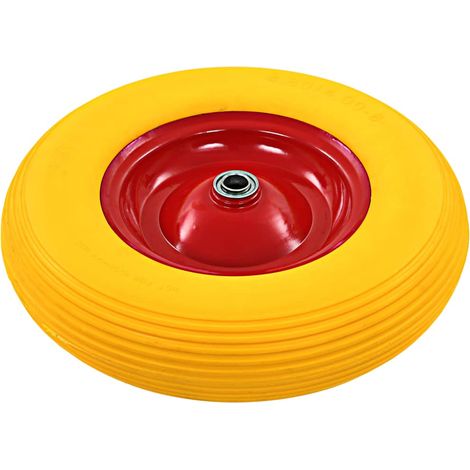 vidaXL Ruota per Carriola con Asse in PU Solido 4.00-8 390 mm