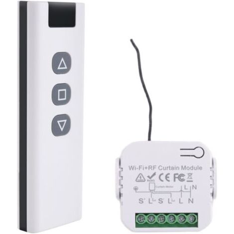 NALOOKAMIC Interrupteur de Rideau Aveugle Tuya Smart Life WiFi 433Mhz avec TéLéCommande pour Commande Volet Roulant éLectrique, 1RC 1RE