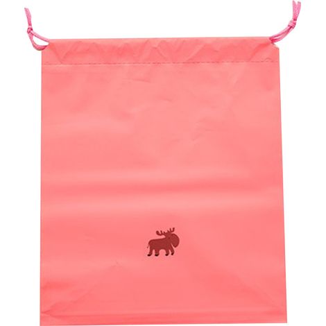 Niedlicher Beutel mit Kordelzug und Cartoon-Muster für Kleidung, praktischer Aufbewahrungsbeutel für Reisen und Garderobe (M, rosa) (1/2)