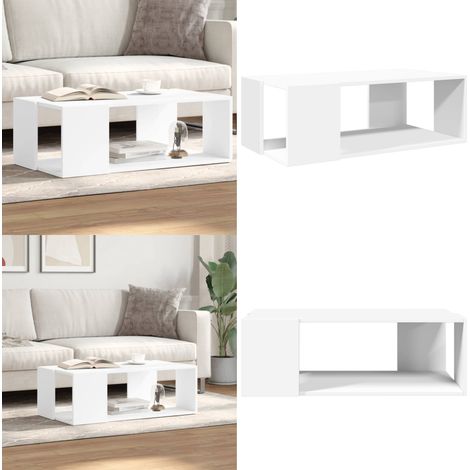 Table basse blanc 89,5x48x30 cm bois d’ingénierie - Table Basse Blanche - Meuble Salle Séjour - Table D'appoint - Table Design - Mobilier Moderne - Home & Living (1/5)