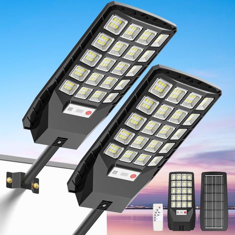 2 lampadaires solaires, 1000 W, lampes solaires extérieures, lampes à capteur, avec télécommande, appliques murales d'éclairage nocturne (1/5)