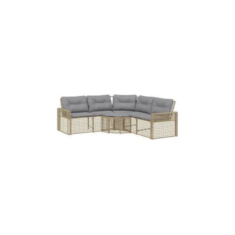 Canapé de jardin et coussins et repose-pied en forme de L rotin (1/5)