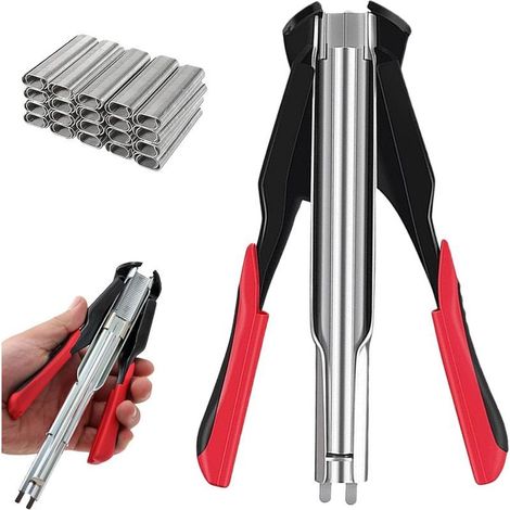 Hog Ring Set de pinces de clôture automatique avec 2500 anneaux Hog, clip à saucisses, pince à circlips pour cages pour animaux de compagnie, matelas de clôture pour animaux, coussins de voiture (1/5)