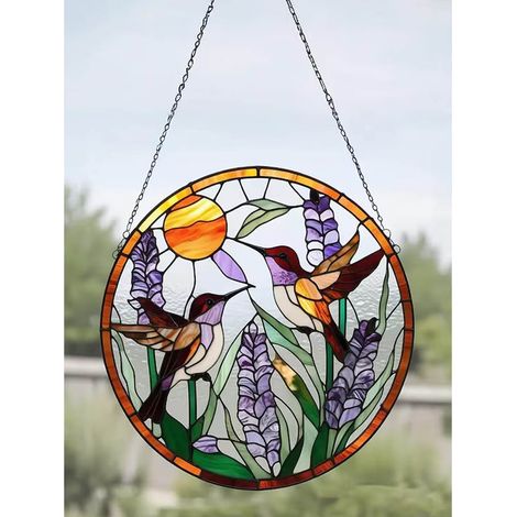 Attrape-soleil vitrail cardinal pour fenêtre 9 cm, décoration oiseau