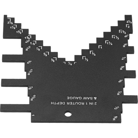 Jauge de profondeur de marche 2 en 1 en alliage d'aluminium avec marquages laser précis pour scie circulaire et défonceuse, noire (1/5)