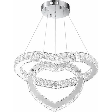 Lampadario Moderno LED a Sospensione Cuore in Cristallo