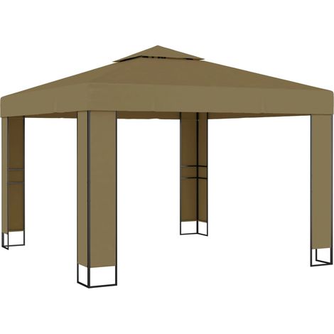 Tonnelle Barnum Style Moderne - Pavillon de Jardin - Tente de réception - avec double toit 3x3x2,7 m Taupe 180 g/m² Chic-405140 (1/3)