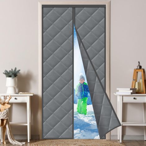 Rideau de porte magnétique de protection thermique pour porte, 100 x 210 cm, protection contre le froid, sans perçage, imperméable, coupe-vent, convient pour chambre à coucher, intérieur et (1/5)