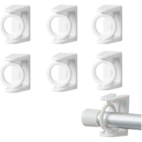 6 Pièces Support Tringle Rideaux sans Percage Crochet Rideau Accroche Rideau sans Percage Barre de Rideau sans Percage Accroche Rideau Convient à Toutes Les Surfaces Lisses et Planes
