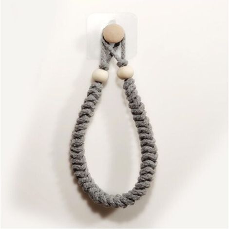 1 Pcs Porte-Serviettes(Gris) en Corde Porte-Papier Salle de Bain Support pour Rouleau de Papier Toilette Porte-Serviettes en Bois en Corde De Jute Rétro pour Salle Cuisine (1/4)