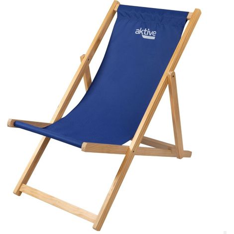 Aktive Beach Liegestuhl aus natürlichem Kiefernholz in Blau