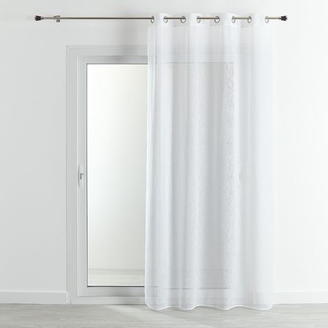 Homemaison – Voilage effet lin fluide blanc 240x240 cm – 100% polyester léger – Œillets ronds argent – Laisse entrer la lumière tout en préservant l'intimité