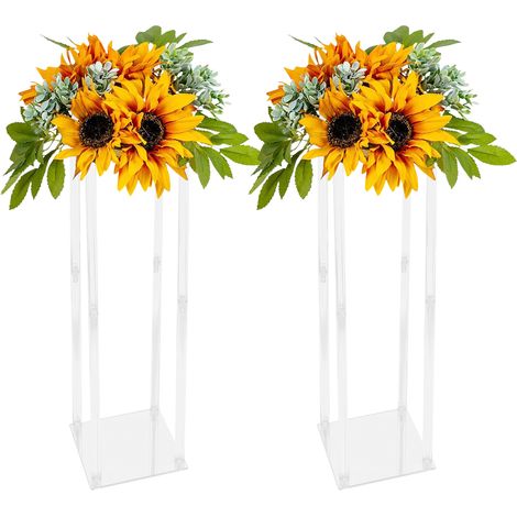 2 Pièces Vases en Acrylique 80cm Haut Vase À Fleurs Support Présentoir Rectangulaire Géométrique pour la Décoration Centre de Table Fête Mariage (1/5)
