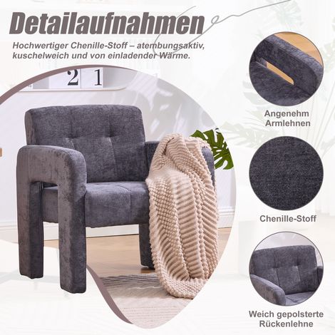 Chaise longue scandinave minimaliste, fauteuil molletonné douillet pour séjour, chambre, bureau, relaxation.