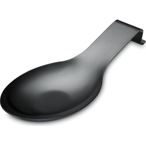 Mattschwarze Löffelablage, Edelstahl-Löffelhalter für Herd, Küchenutensilienhalter für Schöpfkellen, Zangen, Pfannenwender, Löffelhalter für Herdplatte (1 Stück - 24,1 cm)