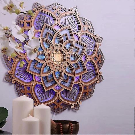 Lumière de nuit pour salle de yoga - applique murale découpée au laser, décoration suspendue (1/4)