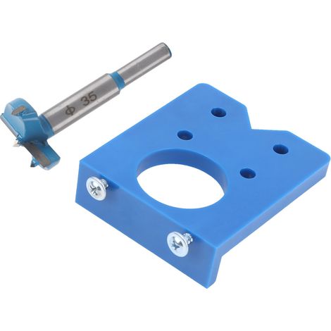 Ensemble d'Outils Menuiserie Bleu : Alésoir à Paumelles et Guide de Perçage Porte (Précision 35mm) (1/5)