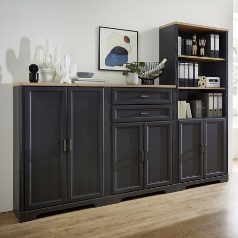 Mehrzweckschrank Set Arbeitszimmer JÜLICH-36 in Graphit mit Artisan Eiche Nb. (1/5)
