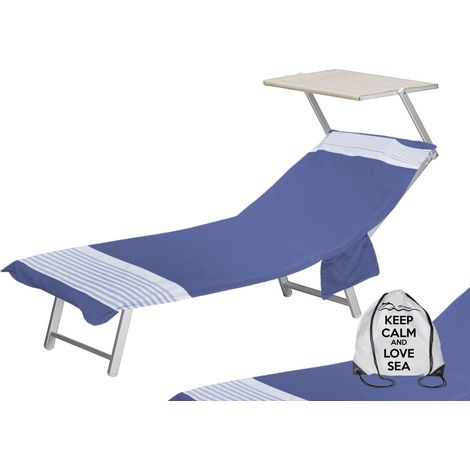 TELO MARE fouta LETTINO ALVIN BLU in cotone BEDDY BEACH © CON TASCHE MISURA CM. 75 X 195 e zaino SPIAGGIA (1/5)