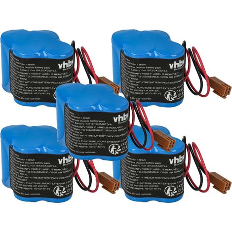 vhbw 5x Batterie kompatibel mit GE / Fanuc Beta iSVSPc Steuereinheit (3000 mAh, 6 V, Li-MnO2)
