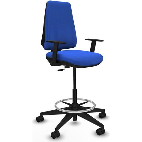 Taburete Elche CP bali azul brazos 1D base piramidal ruedas 65mm nailon