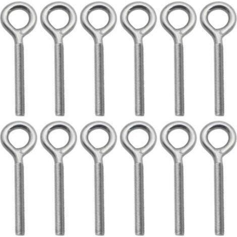Packung mit 12 Ringschrauben M6 x 70 mm aus Edelstahl 304 – Gewinderingstangen als Befestigungselemente, ideal zum Aufhängen von Gegenständen in Haus, Garten oder Industrie (1/5)