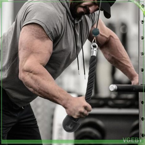 Corde triceps à prise unique - FAFEICY - Standard - Nylon tressé 36,5 cm - Résistance 200 kg - Embouts caoutchouc anti-glisse (1/5)
