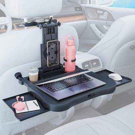 Portable Car Seat Tray Table, Car Table for Back Seat Passenger with Drink Holder and Mobile Phone Holder, Foldable Telescopic Car Back Seat Table for Travel, Work, Dining (Load Capacity 20 kg) (1/5)