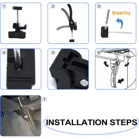 Ortviai Accessoire d'installation pour bâche de camion rigide pliable (tri-fold/quad-fold) – 4 pinces arrière, vis et boulons en aluminium noir