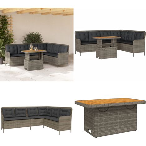 vidaXL 2-tlg. Garten-Sofagarnitur mit Auflagen Poly Rattan Grau (1/5)
