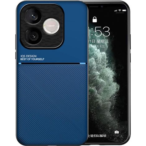 Coque pour Honor 600 Lite 5G, Grâce Exquis Mode Texture Doux Étui, Premium Très Mince Antichoc Antidérapante TPU + PU Bumper Silicone Housse. Bleu (1/5)