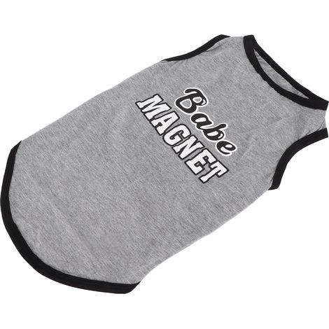 T-shirt pour animaux de compagnie, motif mini cochon, en coton fin, imprimé lettres, vêtement pour animaux de compagnie (gris, taille XL) (1/5)